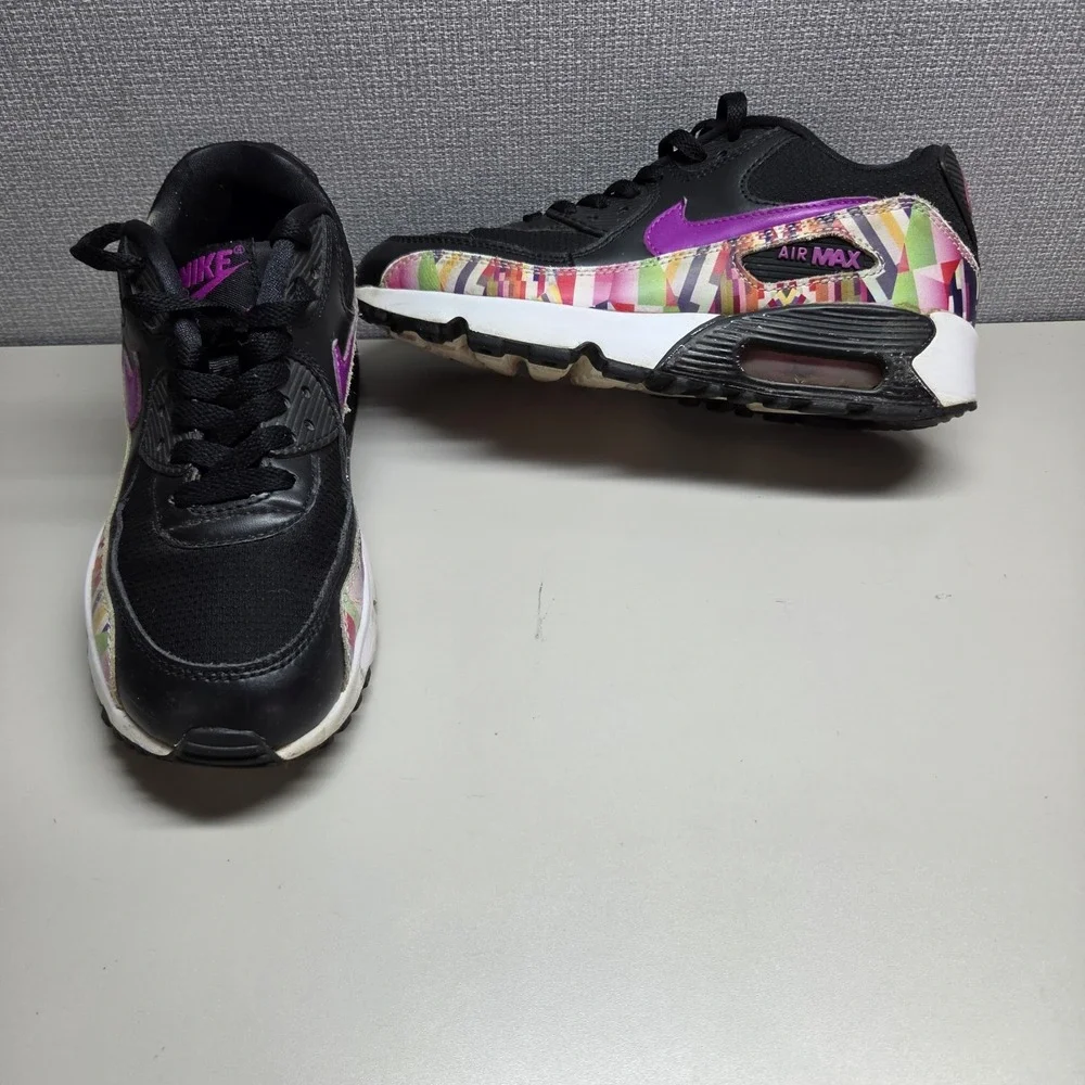 Nike Air Max 90 Print Mesh Hyper Violet Youth Running Shoes Size 5Y